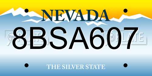 8BSA607 Nevada License Plate