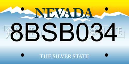 8BSB034 Nevada License Plate