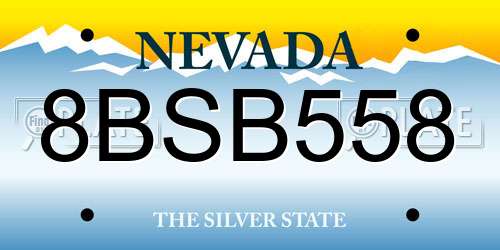 8BSB558 Nevada License Plate