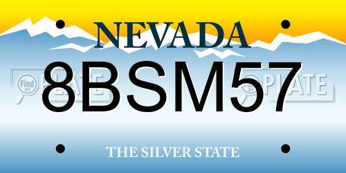 8BSM57 Nevada License Plate
