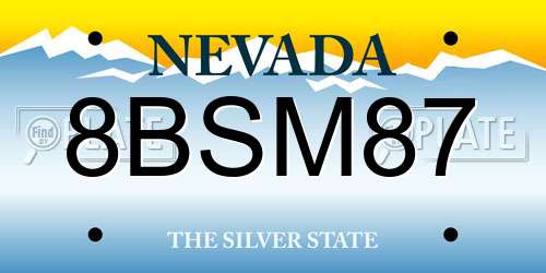 8BSM87 Nevada License Plate