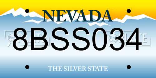 8BSS034 Nevada License Plate