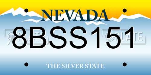 8BSS151 Nevada License Plate