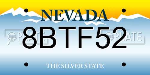 8BTF52 Nevada License Plate