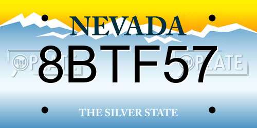 8BTF57 Nevada License Plate
