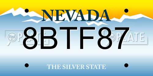 8BTF87 Nevada License Plate