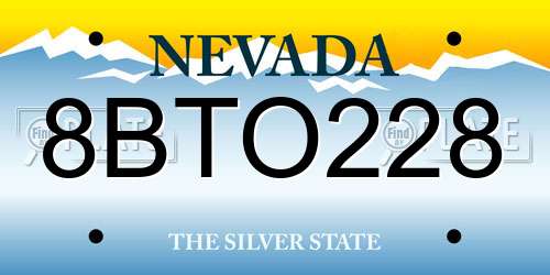 8BTO228 Nevada License Plate