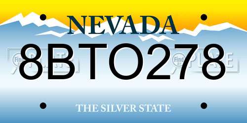 8BTO278 Nevada License Plate