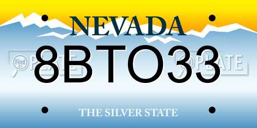 8BTO33 Nevada License Plate