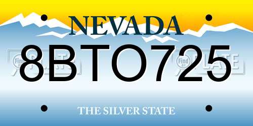 8BTO725 Nevada License Plate