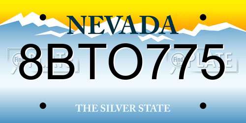 8BTO775 Nevada License Plate