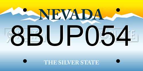 8BUP054 Nevada License Plate