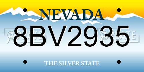 8BV2935 Nevada License Plate