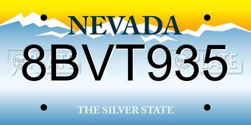 8BVT935 Nevada License Plate