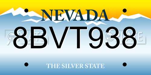 8BVT938 Nevada License Plate