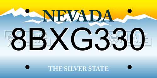 8BXG330 Nevada License Plate
