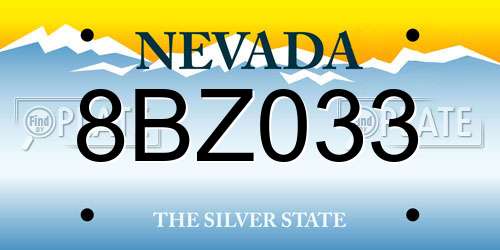 8BZ033 Nevada License Plate