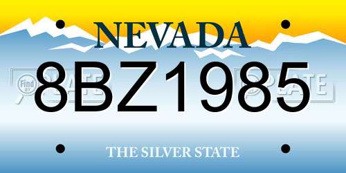 8BZ1985 Nevada License Plate
