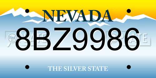 8BZ9986 Nevada License Plate