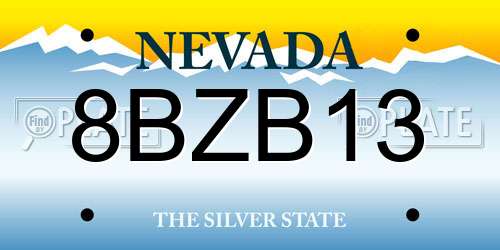 8BZB13 Nevada License Plate