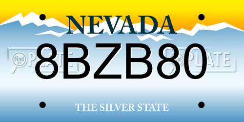 8BZB80 Nevada License Plate