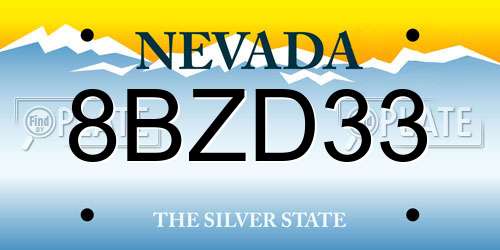 8BZD33 Nevada License Plate