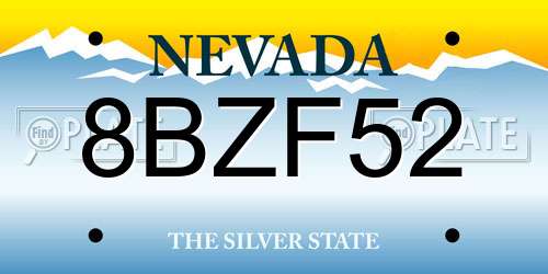 8BZF52 Nevada License Plate