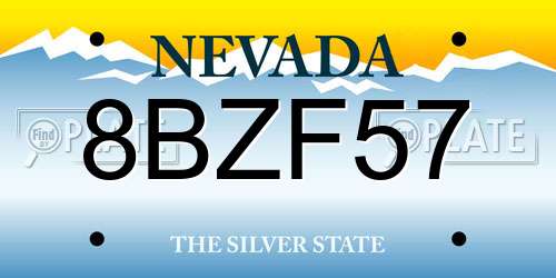 8BZF57 Nevada License Plate