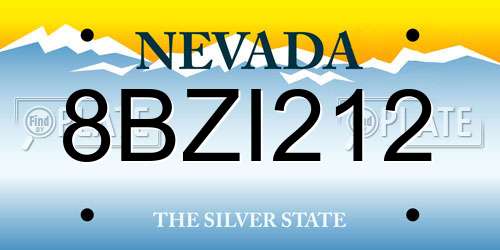 8BZI212 Nevada License Plate