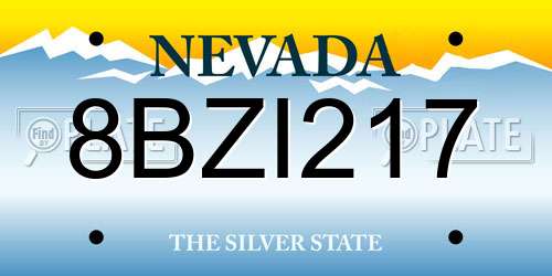 8BZI217 Nevada License Plate