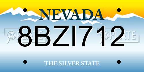 8BZI712 Nevada License Plate