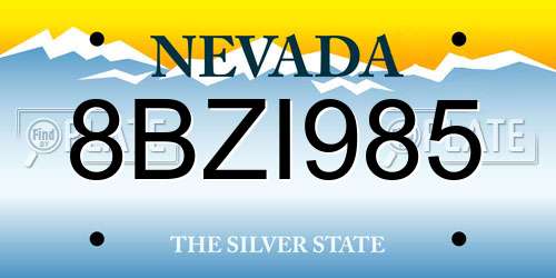 8BZI985 Nevada License Plate