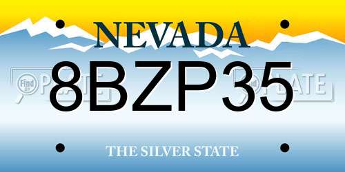 8BZP35 Nevada License Plate