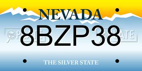 8BZP38 Nevada License Plate