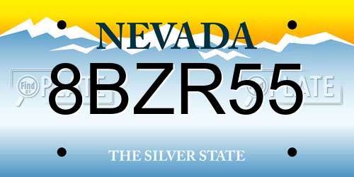 8BZR55 Nevada License Plate