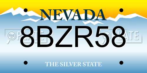 8BZR58 Nevada License Plate