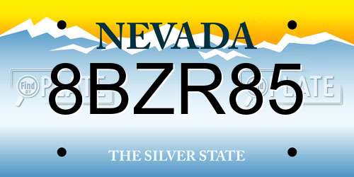 8BZR85 Nevada License Plate