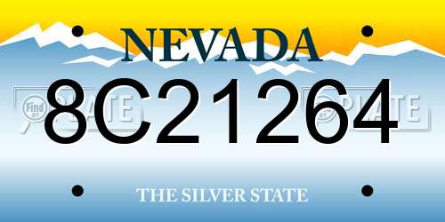 8C21264 Nevada License Plate