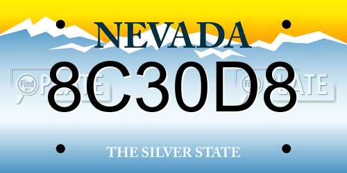 8C30D8 Nevada License Plate