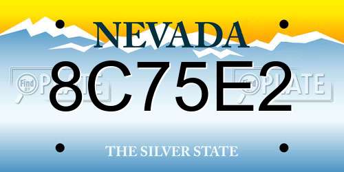 8C75E2 Nevada License Plate