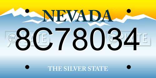 8C78034 Nevada License Plate