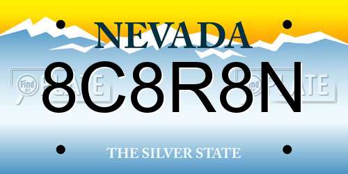 8C8R8N Nevada License Plate