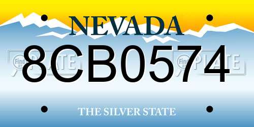 8CB0574 Nevada License Plate