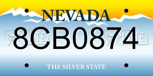 8CB0874 Nevada License Plate
