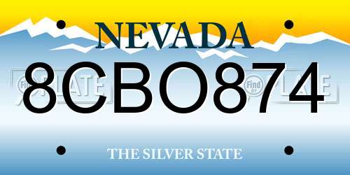 8CBO874 Nevada License Plate