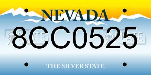 8CC0525 Nevada License Plate