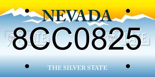8CC0825 Nevada License Plate