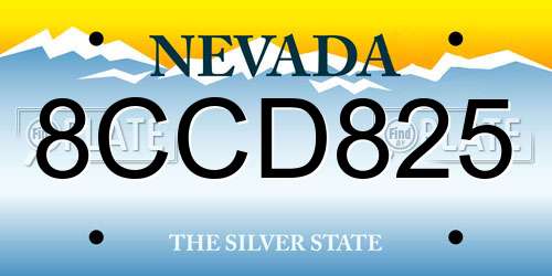 8CCD825 Nevada License Plate