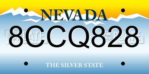 8CCQ828 Nevada License Plate