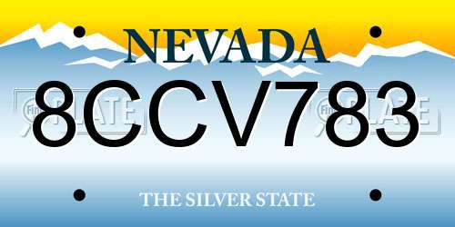 8CCV783 Nevada License Plate